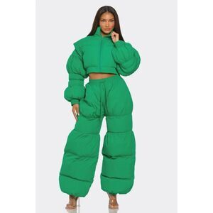 Athina Green Tiered Balloon Pants Drawstring Waist Sz M Avant Garde Streetwear
